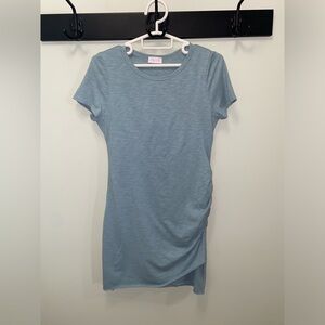 Pink Lily Tulip Hem T-Shirt Dress in Heather Blue